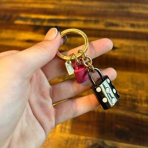 Coach keychain with mini polkadot purse